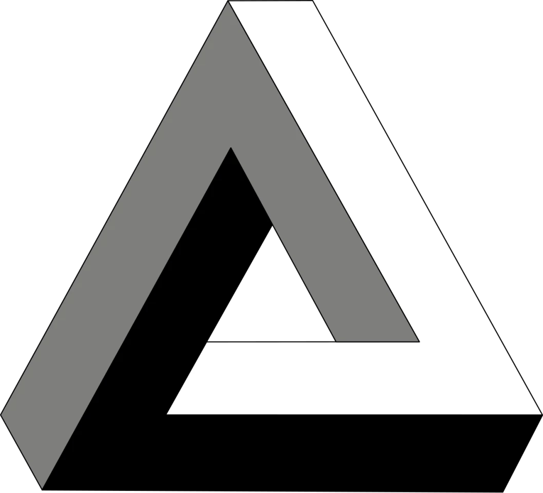 The Penrose triangle, a famous 'impossible figure' that would inspire some of M.C. Escher's greatest works