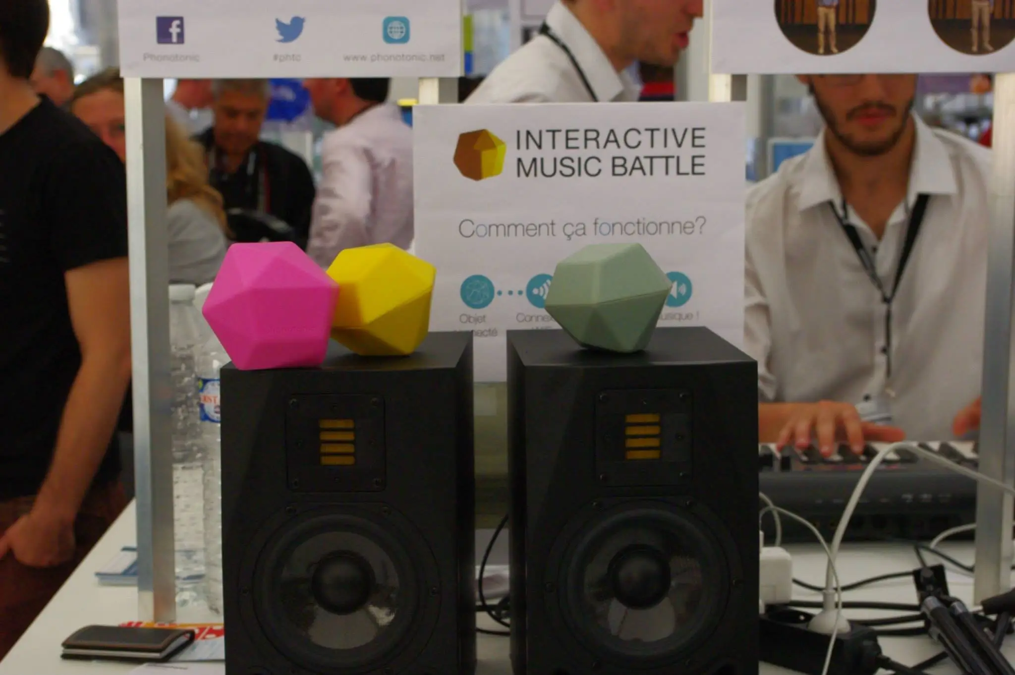 Sounds created by the system can be output through headphones or an amplified music system