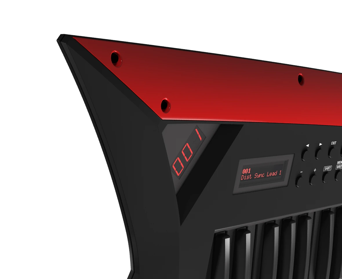 The AX-Edge keytar has dual displays for at-a-glance settings confirmation