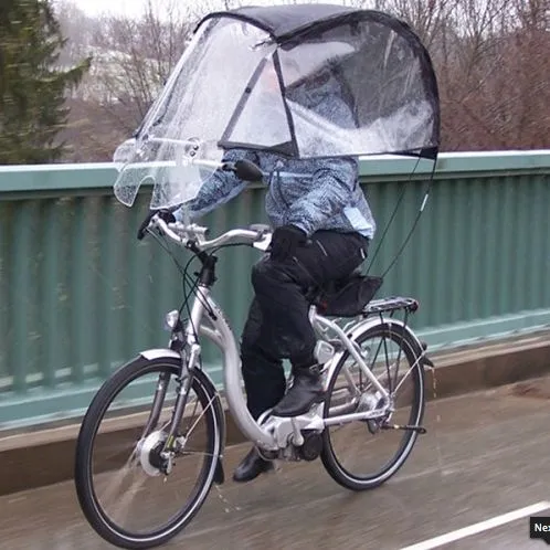 The Veltop is a removable windscreen/canopy/side window system, for protecting cyclists from rain and cold winds