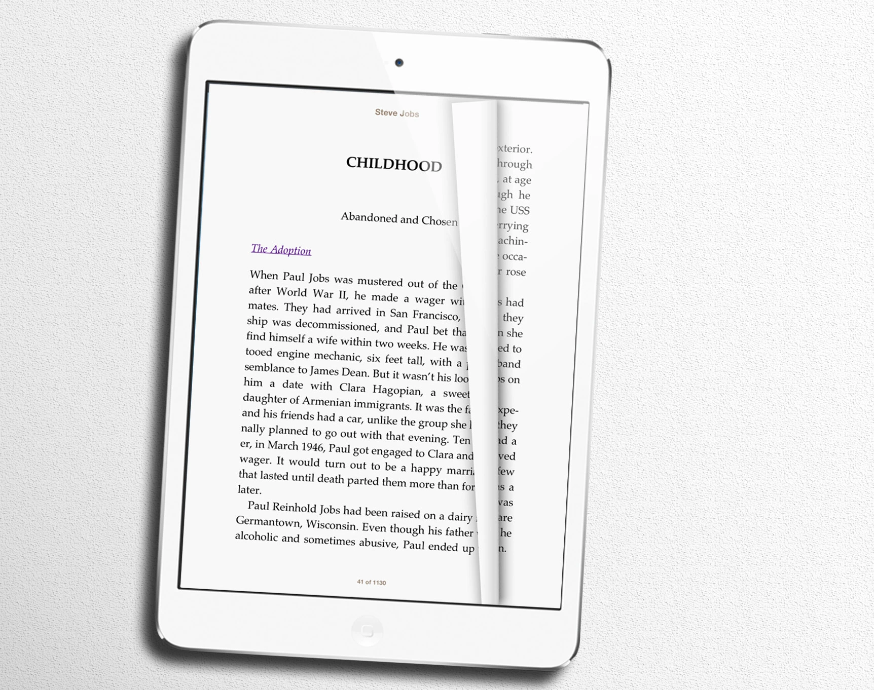 iBooks provides a beautiful interface for e-book reading