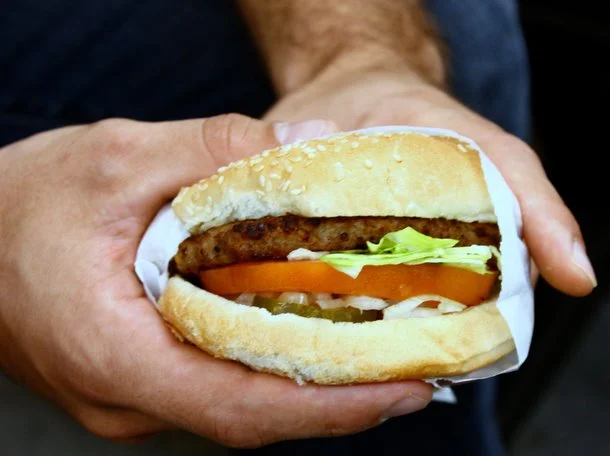 A machine-made hamburger