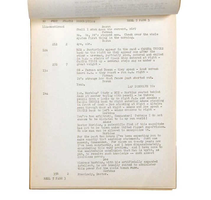 Continuity script showing action sequence