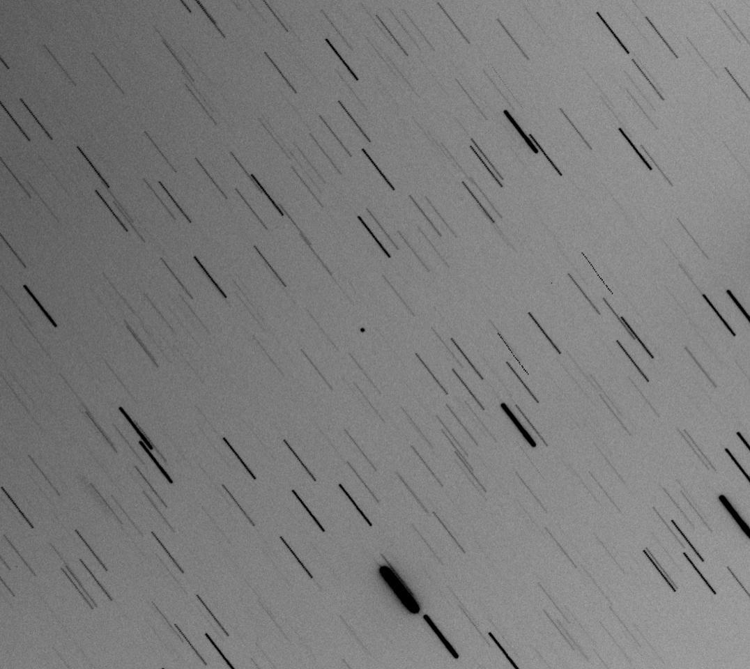 Optical composite image shows asteroid 2017 YE5, taken on June 30, 2018, by the Cadi Ayyad University Morocco Oukaimeden Sky Survey