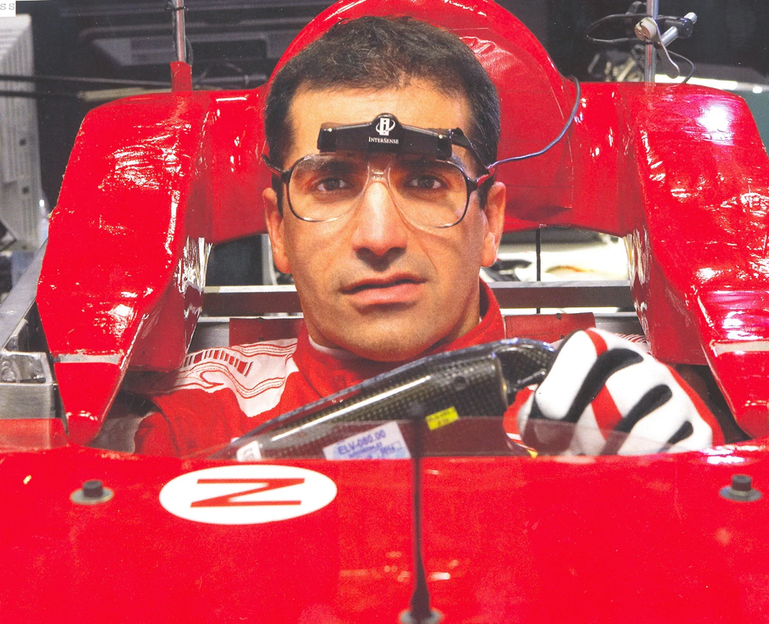 Marc Gene drives the first few laps in the new simulator - obviously, there's no need to drive with a helmet when you're not really doing 200 mph