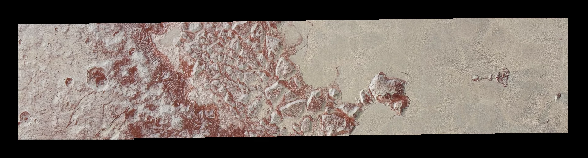 The highest resolution shot of Pluto's surface returned by New Horizons to date, spanning 330 miles (530 km)