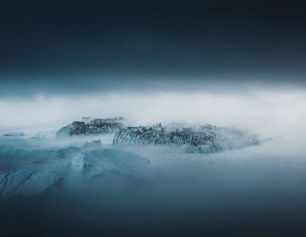 The Iceberg Series I looks at these calved chunks of glacier from a more horizontal perspective