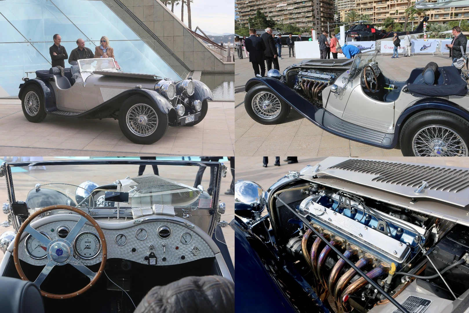 One of the more interesting cars at Top Marques was sitting on the forecourt on the day prior to the show, but was not part of the main event. It's the first LaRiviera, a new company producing a car which is a celebration of the classic sports car era of the 1930s and based on the iconic style of the Jaguar SS 100. The engine is a reworked 4.2 liter Jaguar engine but the company is able to fit other engines and transmission systems depending upon customer requirements. While it offers one base model, production is a bespoke service so no two cars are the same. In the words of founder Noel Edmonds, "our commitment is to produce a traditional sports car blended with modern technology, guaranteeing reliability and a great driving experience." There's a video at classicriviera.com