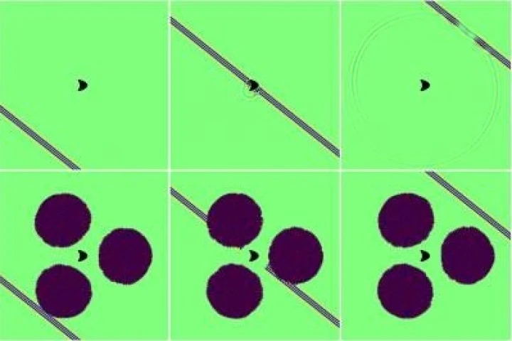 With active cloaking, three devices placed around an object neutralize and later rebuild the waves directed at it