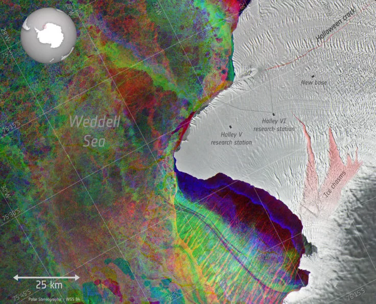 Modified Copernicus Sentinel data (2017) of the Brunt Ice Shelf