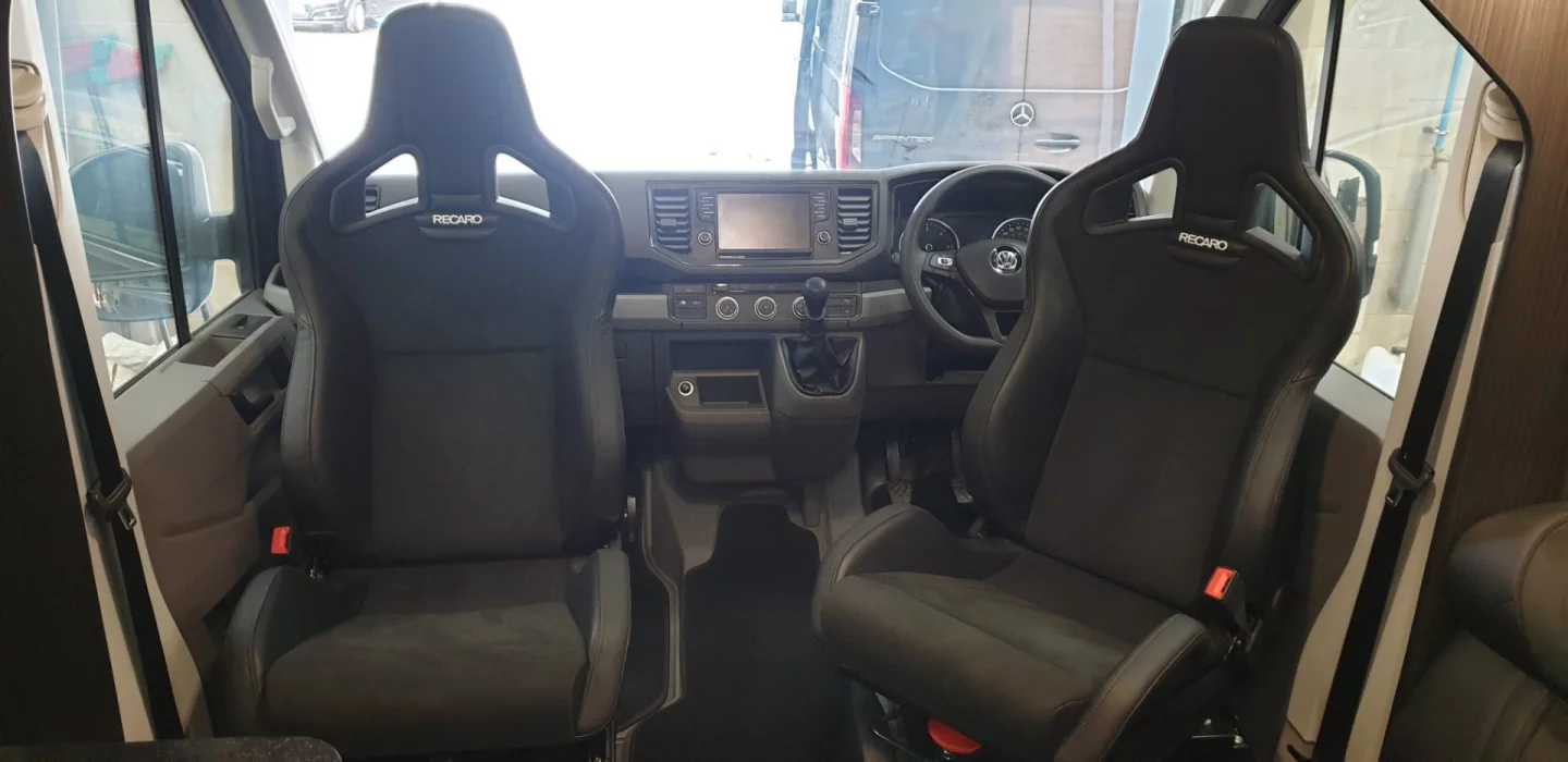 Swivel seats are a staple of camper van conversions, but Mclaren puts a spin on it with the Recaro sport seats