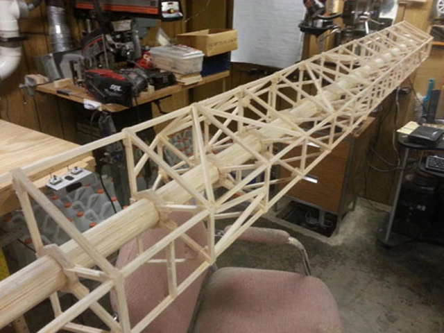 Solar arrays, trusses, module the Space shuttle, and communication components are all built from matchsticks, each individually placed one at a time
