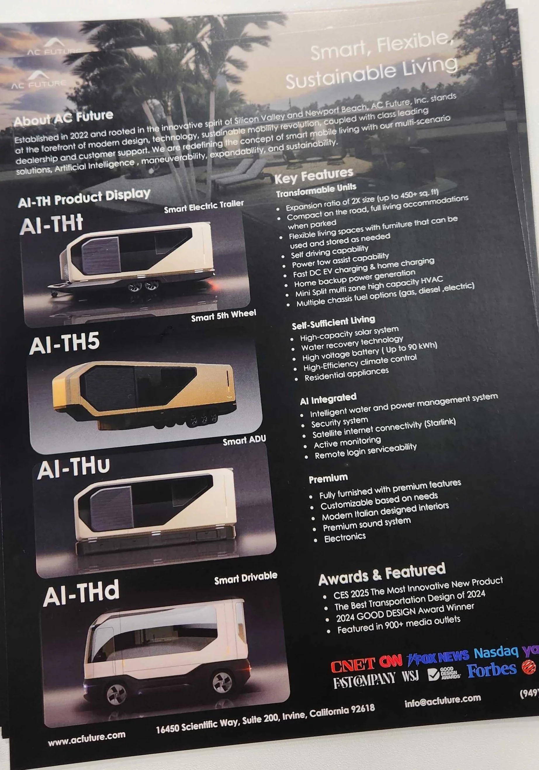 AC Future's CES 2026 info sheet shows the three models of which we were already aware, along with a fourth: the TH5 fifth-wheeler