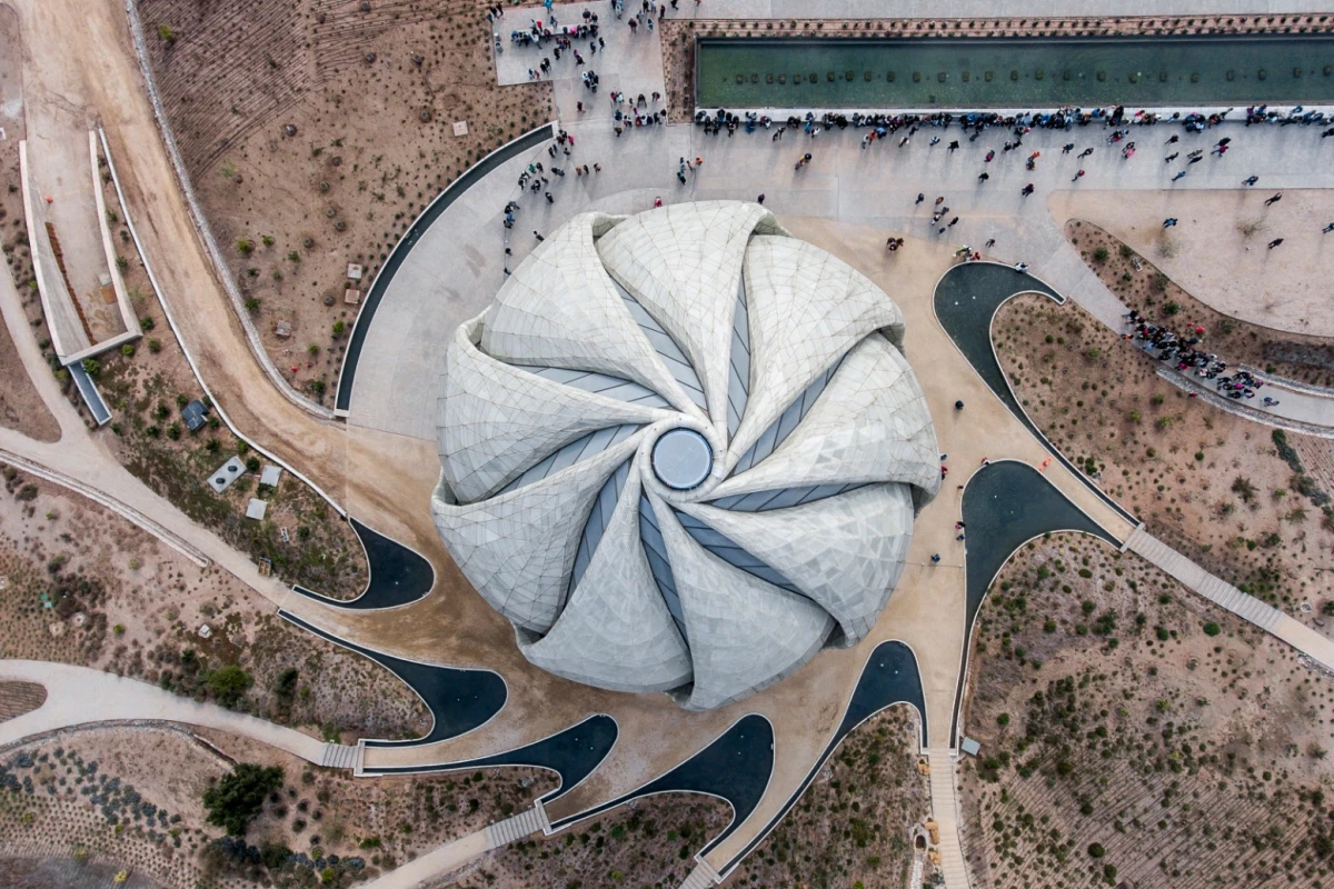 Aerial view of the Bahá’í Temple of South America and grounds