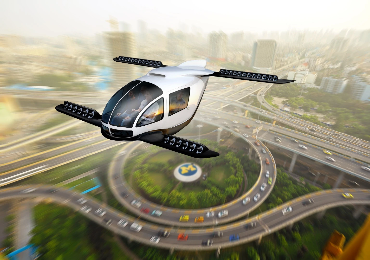 An 'artistic rendering' of a future VTOL air commuter