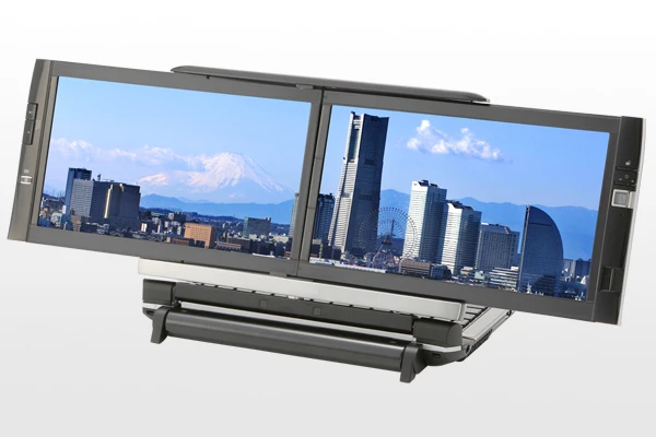 The screen can swivel 180 degrees for comfort keying via an external keyboard or for outward display