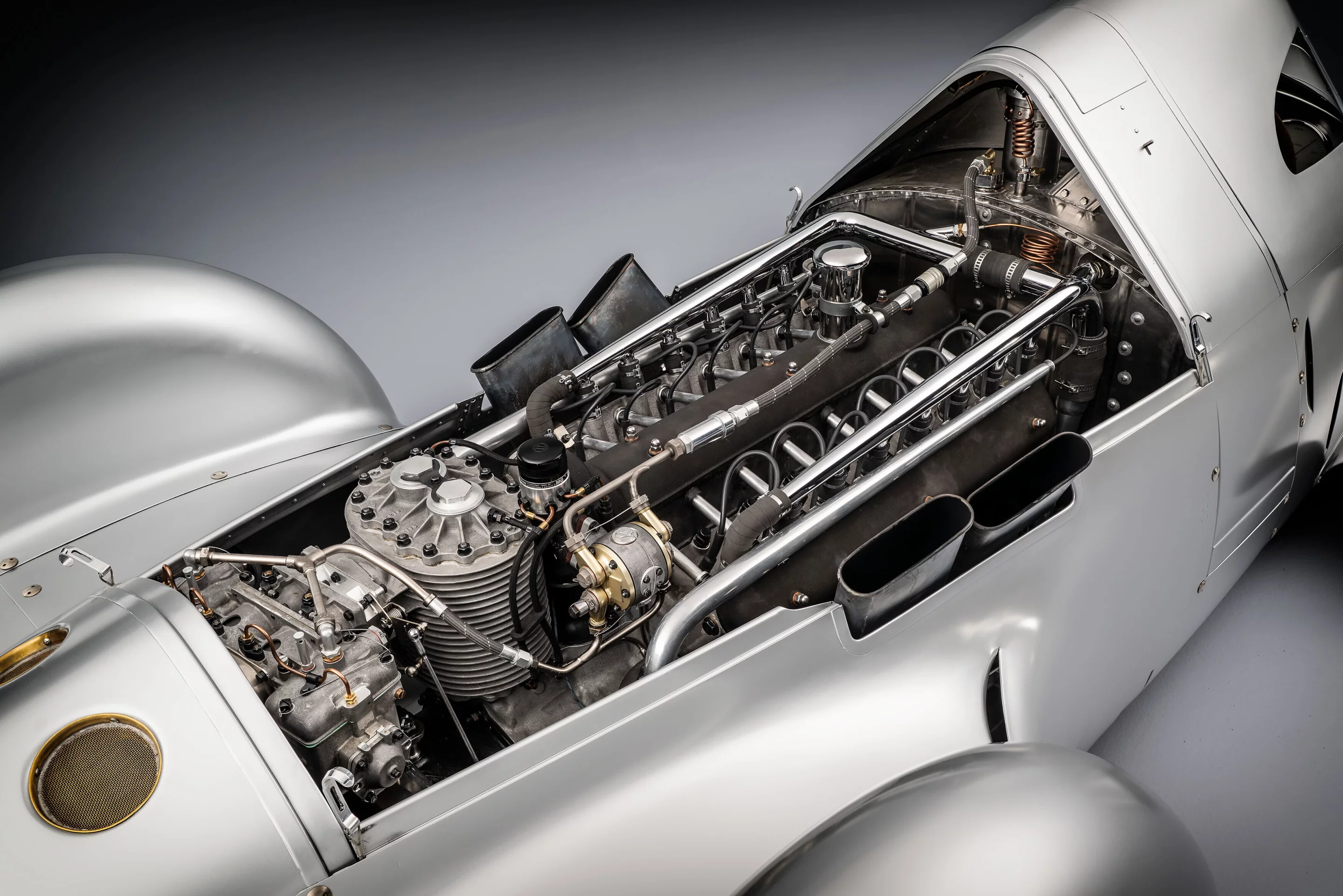 The V16 had to be recreated completely from scratch with every part handmade by expert restorers at England’s Crosthwaite & Gardiner