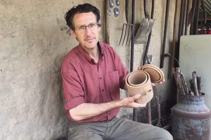 Prof. David Watson with one of the tree-hollow nesting boxes