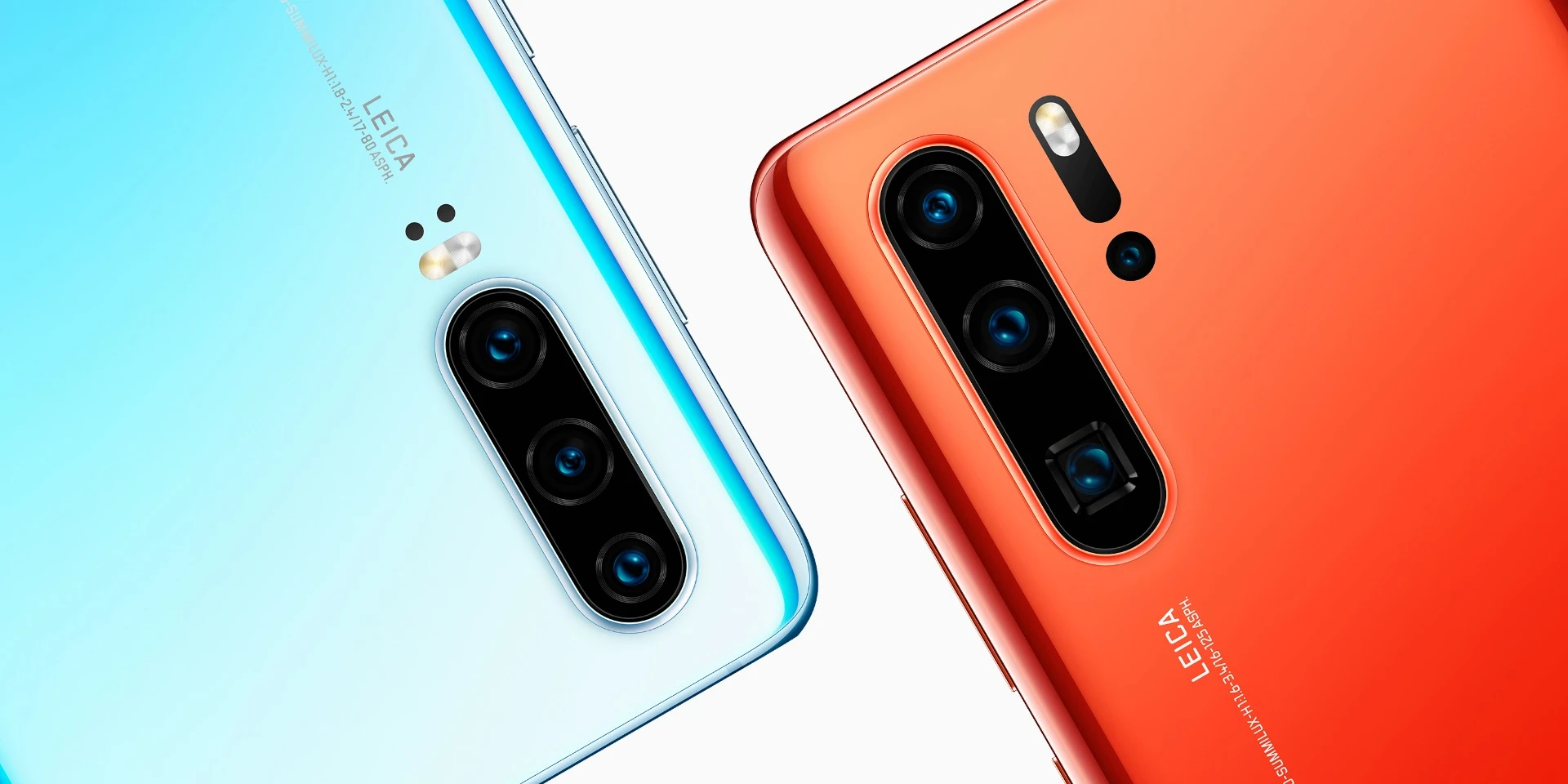 The Huawei P30 (left) has a triple-lens rear camera, while the Huawei P30 Pro (right) has a quad-lens rear camera