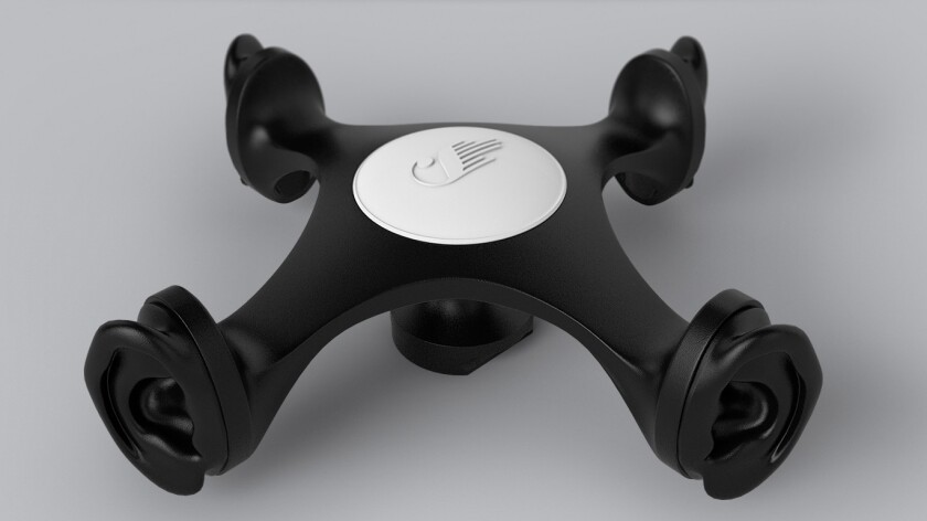 The soundhead, featuring two pairs of 'ears' at 90 degree angles, was custom made and printed in 3D