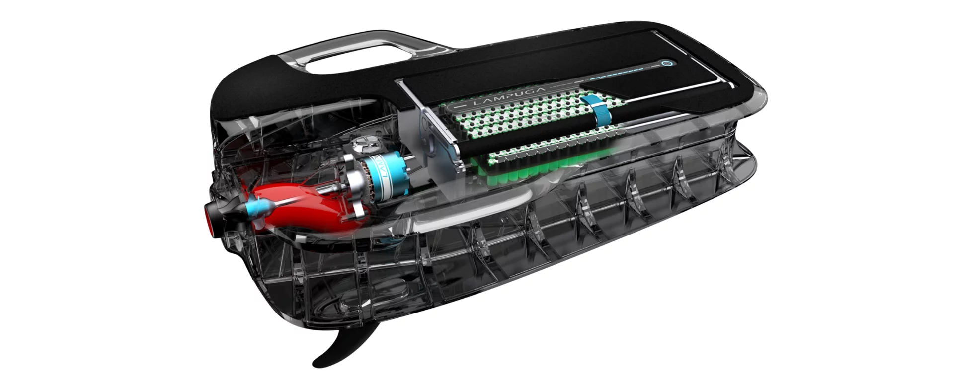 Lampuga's carbon fiber Boost surfboard now boasts a top speed of 36 mph (58 km/h) with power coming from a 10-kW electric motor