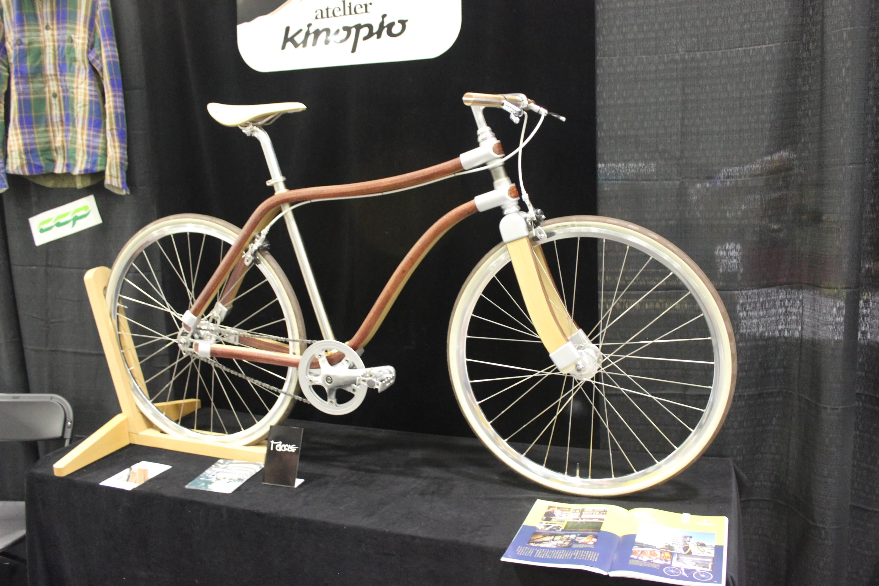 A cruiser from Japan's Atelier Kinopio, which has a laminated birch frame that includes a layer of carbon fiber for added strength