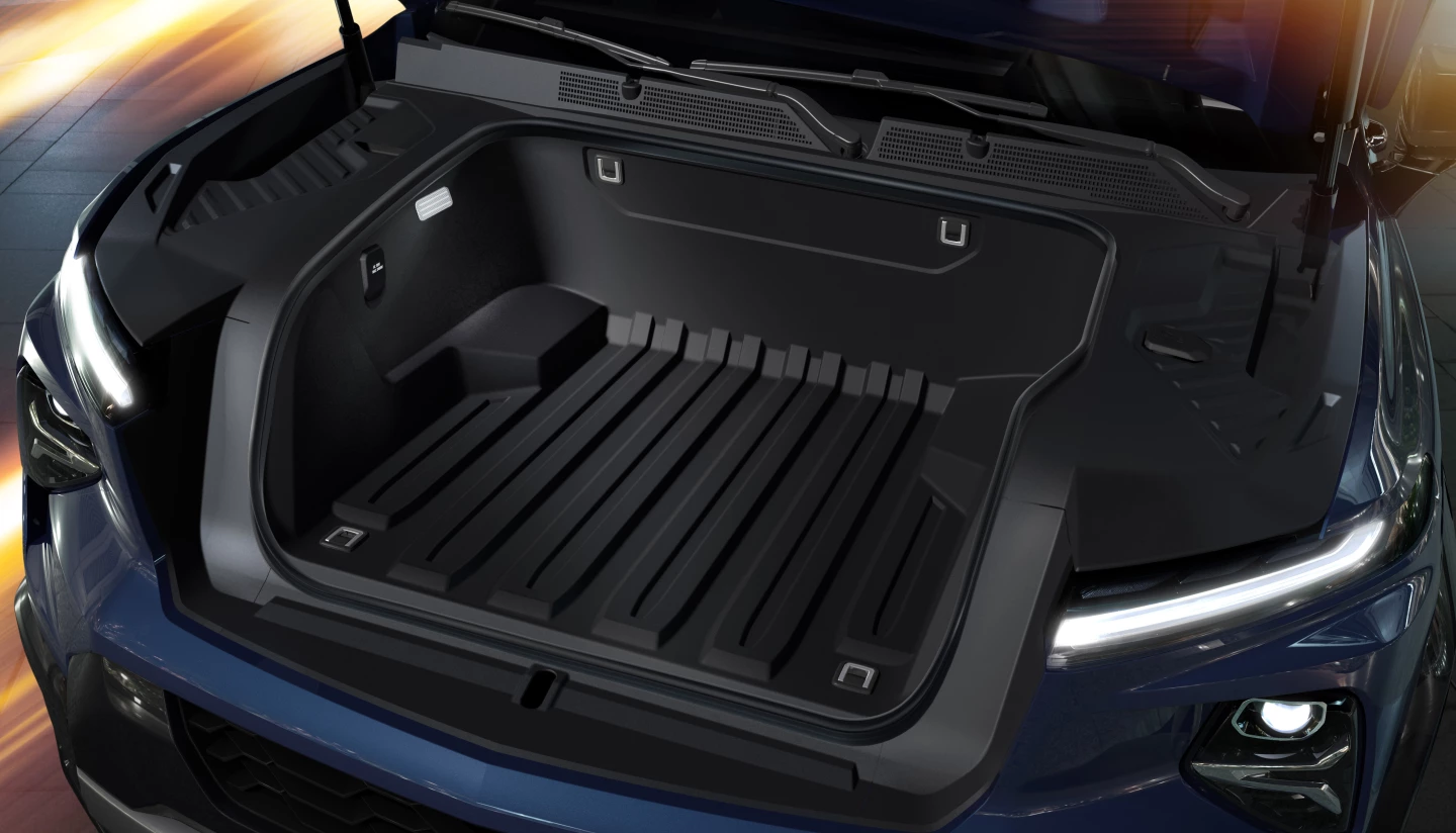 Instead of Ford's "party frunk," Chevy calls it an eTrunk