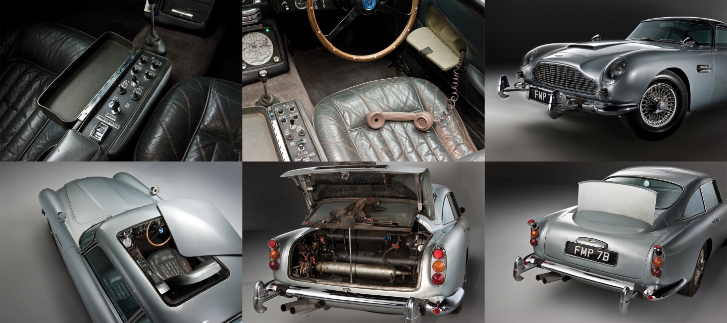 James Bond's Aston Martin DB5 from the films Goldfinger and Thunderball was sold by RM Auctions for US$4,620,000 in 2010. Image: Darin Schnabel / RM Auctions