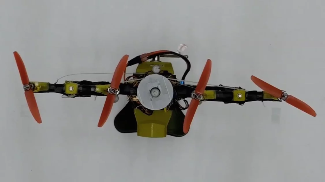 A top view of the Quad-Morphing drone in "gap mode"