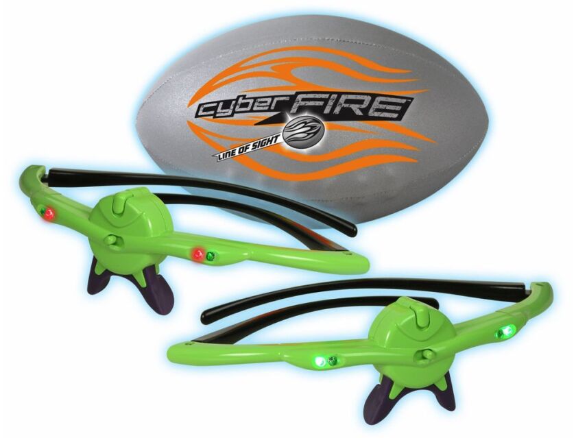 The CyberFire Football Set incorporates a reflective foam ball and LED-equipped "glasses," which cause the ball to appear to glow green or red
