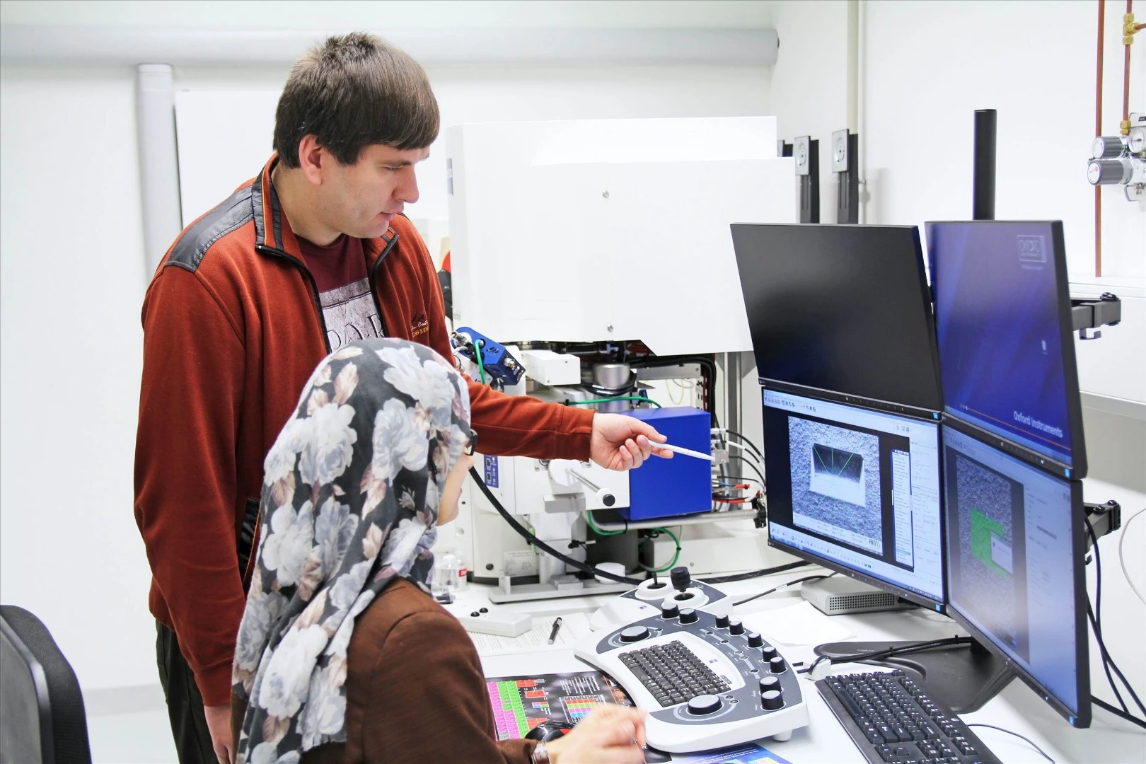 Researchers study the eggshell material, with some help from a scanning electron microscope