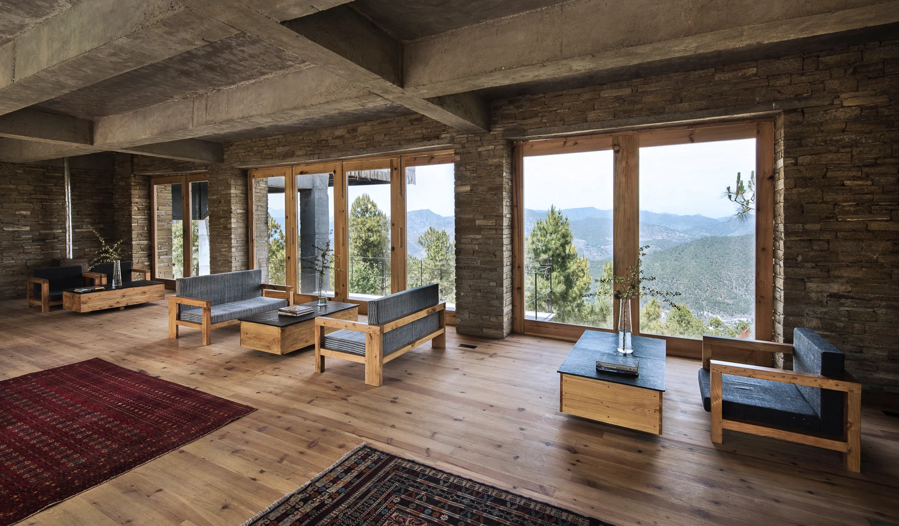 Inside the main building at The Kumaon Hotel