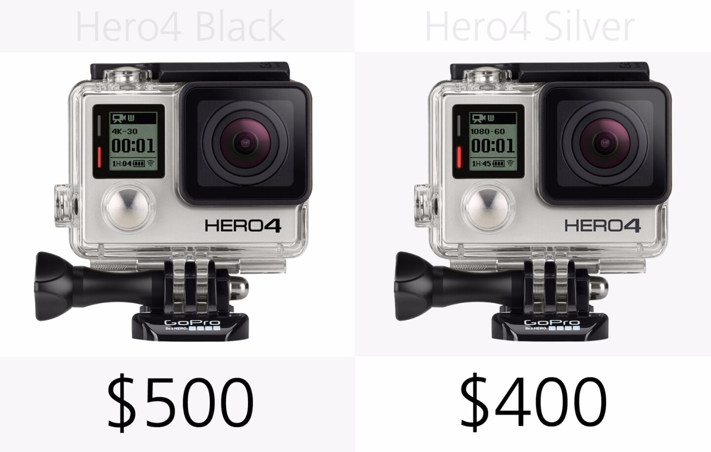 GoPro Hero4 Black and GoPro Hero4 Silver price