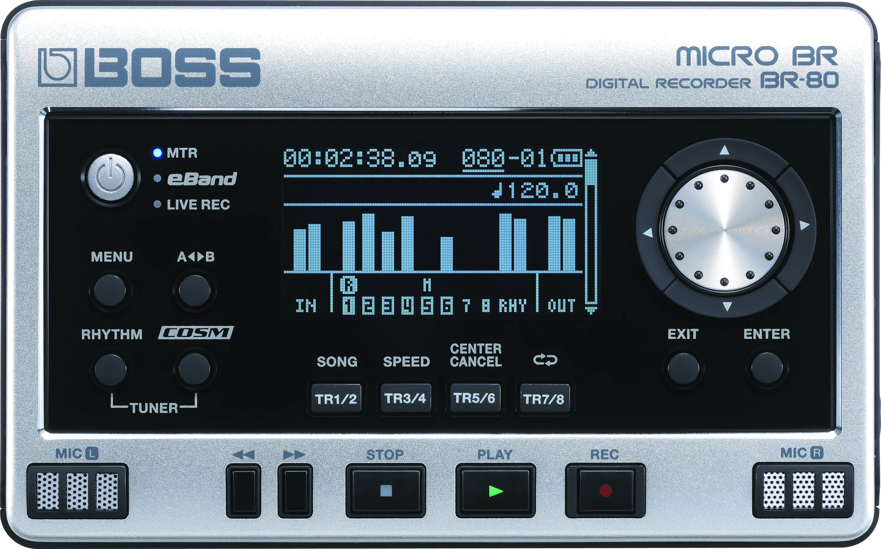The user interface of the new MICRO BR BR-80 digital recorder from BOSS