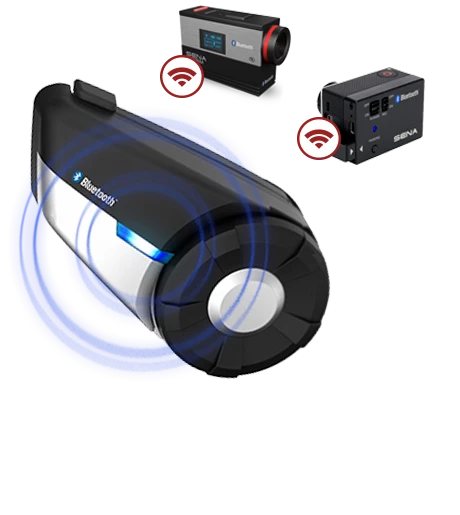 Sena 20S - pairs easily with a GP10 Backpac to record voiceovers on your GoPro as you ride