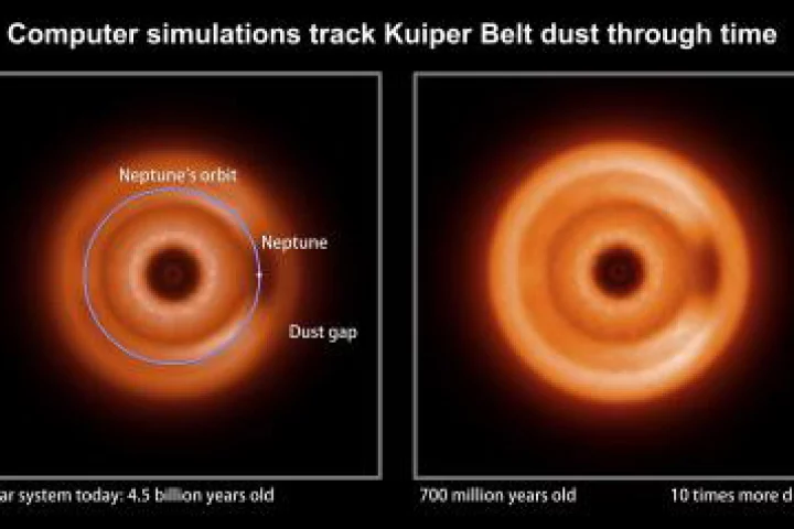 These computer Images represent infrared snapshots of Kuiper Belt dust as seen by a distant observer (Image: NASA/Goddard/Marc Kuchner and Christopher Stark)