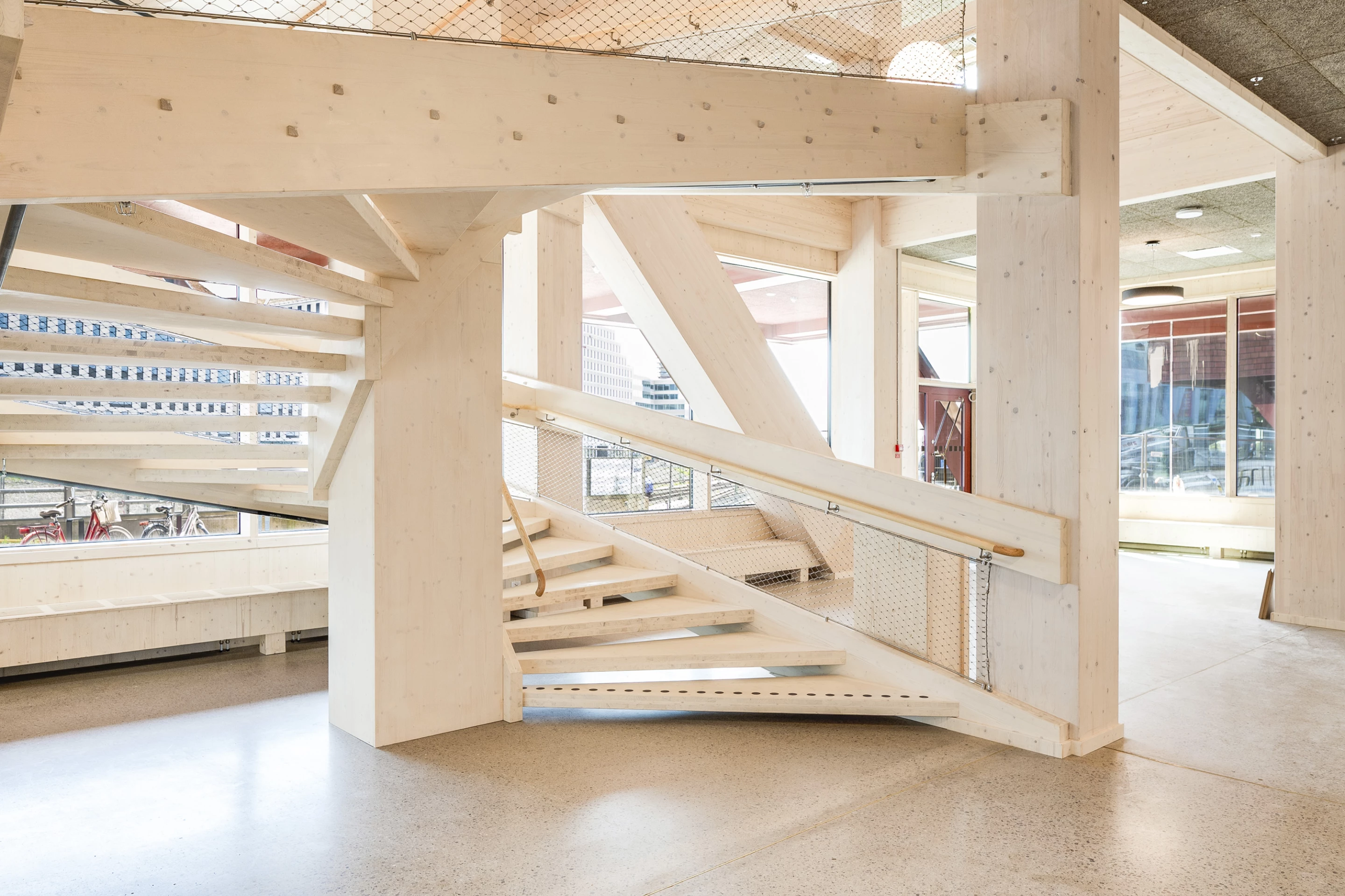 The Fyrtornet's wooden construction extends to the staircase