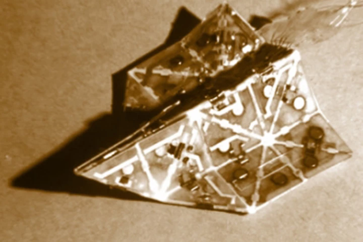 Studded with magnets and electronic muscles known as actuators, a prototype robot developed at MIT can automatically fold itself into an airplane or an origami boat