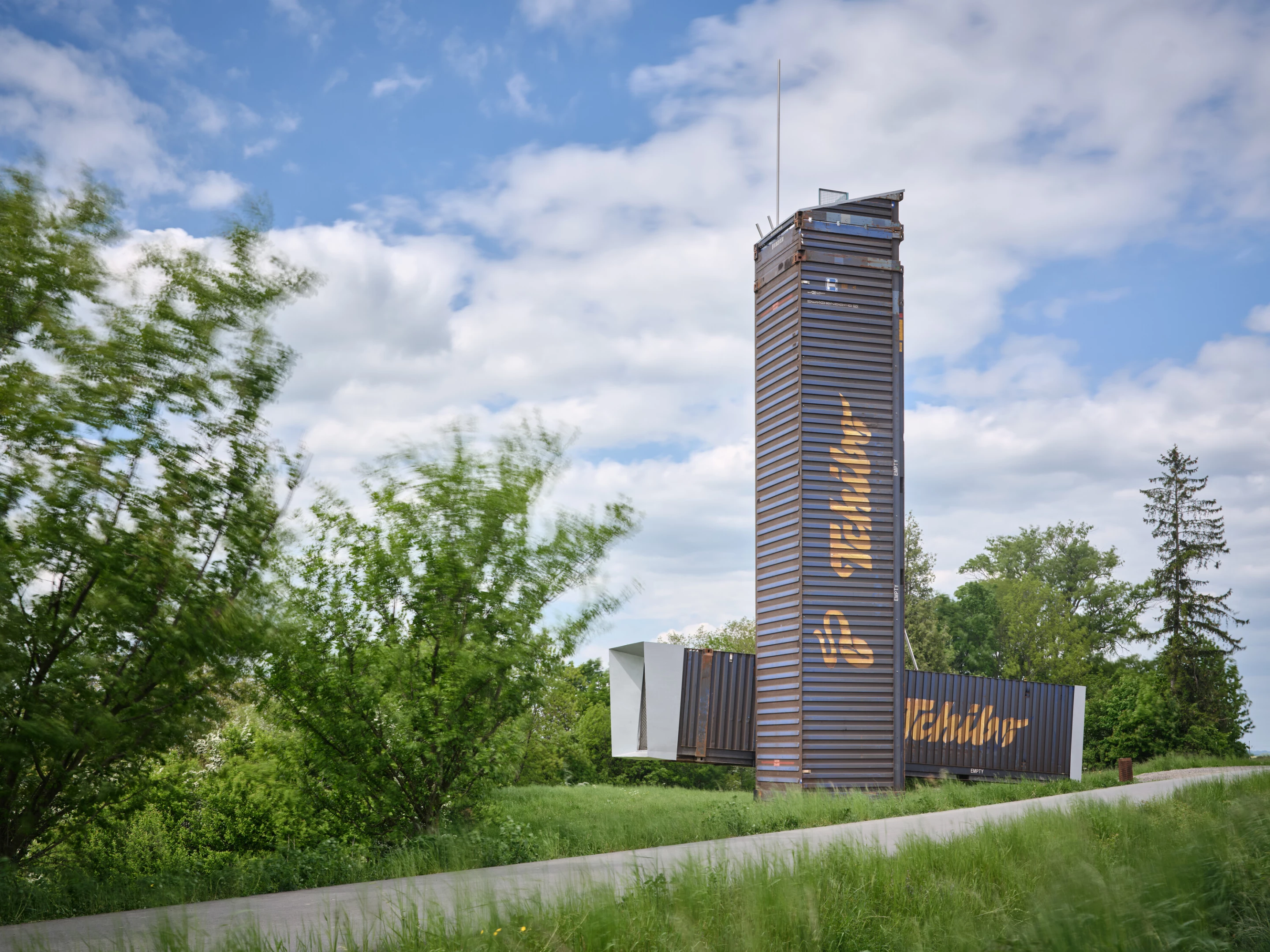 Lookout Above Litomyšl's containers were bought used and left unpainted to retain an authentic appearance