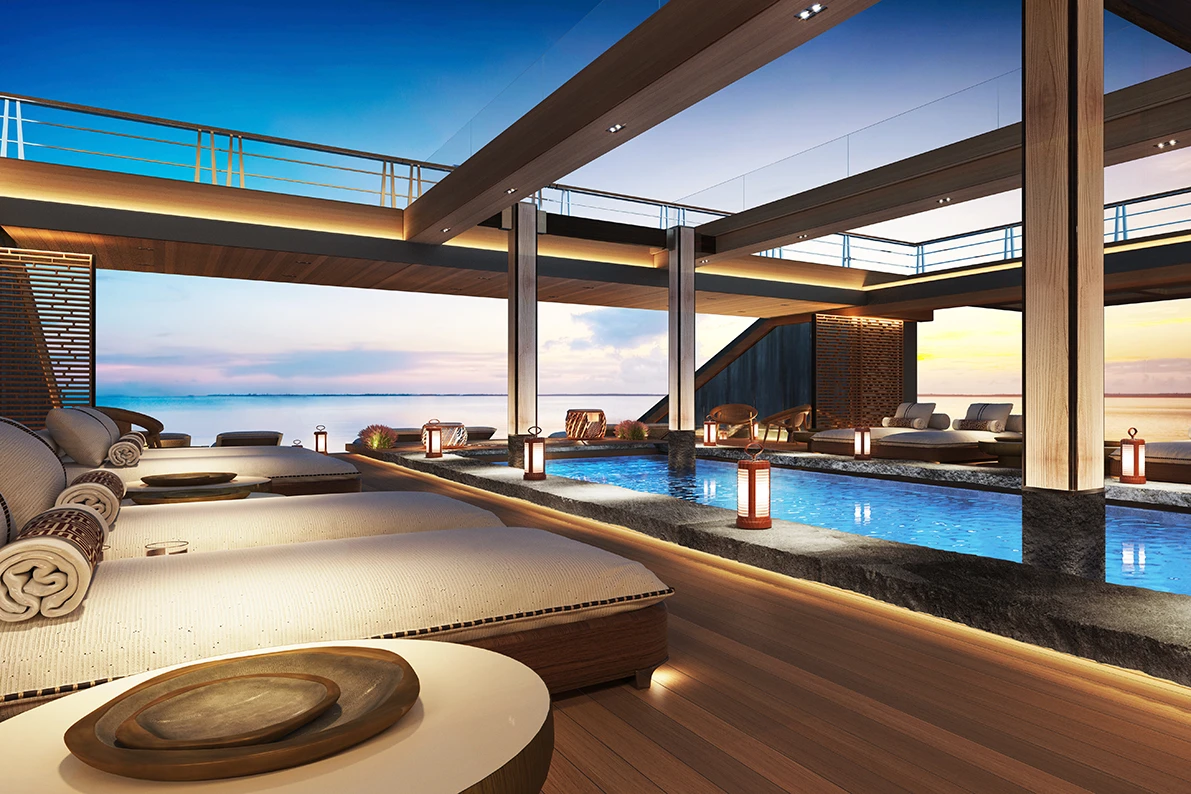 Nature's generous Spa deck and swimming pool sits at sealevel