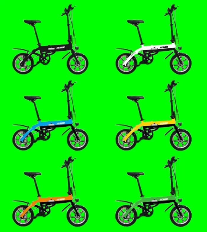 The Stark Drive Mini comes in various colors and can be optioned with a more powerful hub motor and GPS tracking