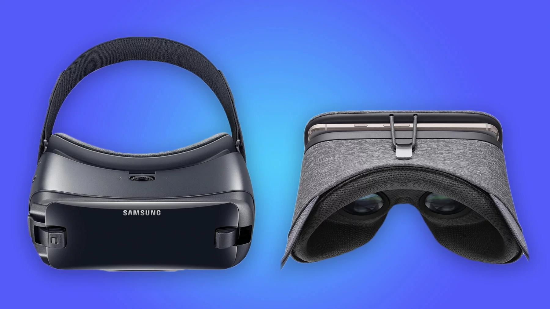 New Atlas compares the features and specs of the 2017 Gear VR (left) and Google Daydream View