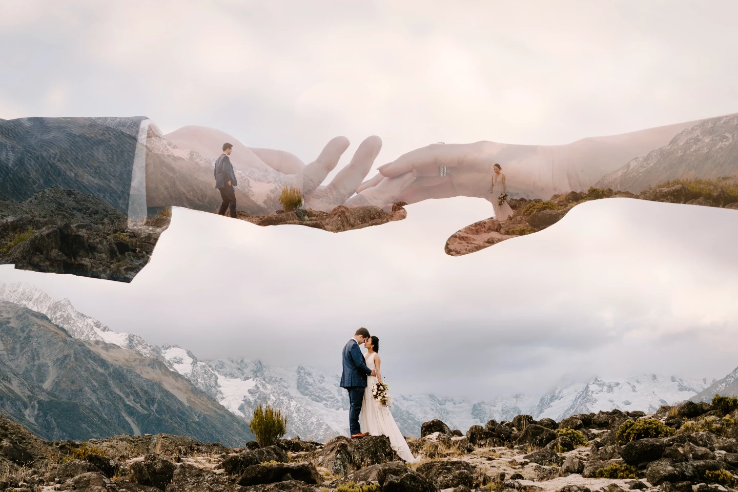 Creative category Finalist: Love Is A JourneyThey traveled all the way from America to elope in New Zealand. Just before they said their vows, I was feeling inspired and humbled by their love story and wanted to create a photo as a gift to thank them for choosing us to photograph a part of their journey in love. Camera: Alpha 7 III Lens: FE 70-200mm F4 G OSS Focal length: 70mm Shutter speed: 1/1000s Aperture: ƒ/4 ISO: 400