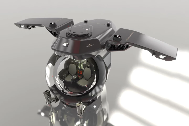 Triton's new Abyssal Explorer submarine rocks a neat set of extending gull wings, and is rated for more than 13,000 ft depths, making it the only acrylic ball sub capable of visiting the wreck of the Titanic