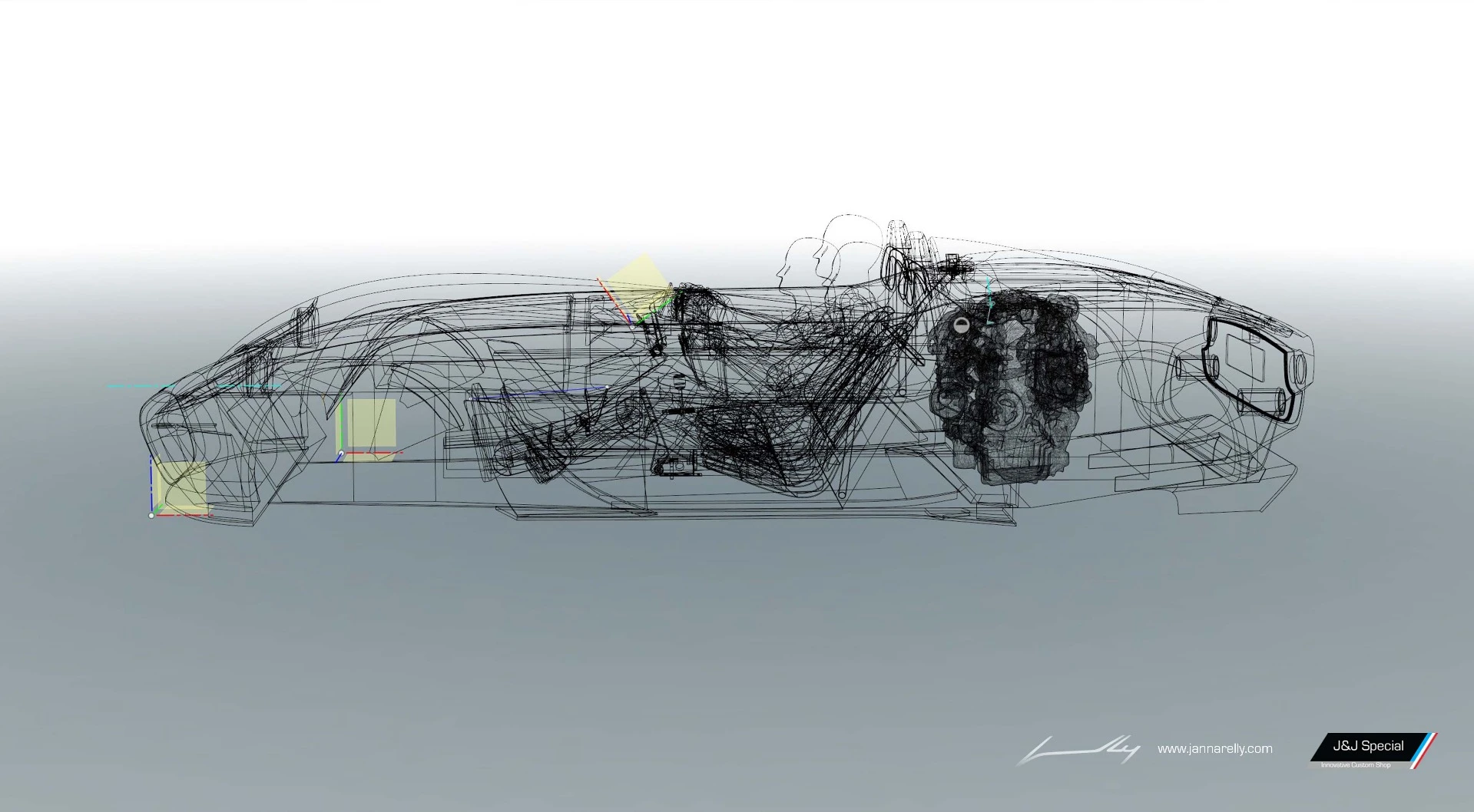 The Nissan V6 is mounted in mid-rear position