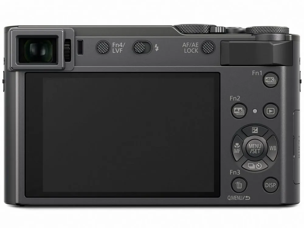 To the rear, the Lumix DMC-ZS200 features a 0.21-inch Live View Finder and 3-inch touchscreen display panel
