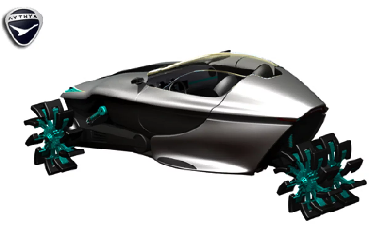 From street car to mean marine ... this concept car's tires are extremely adaptable