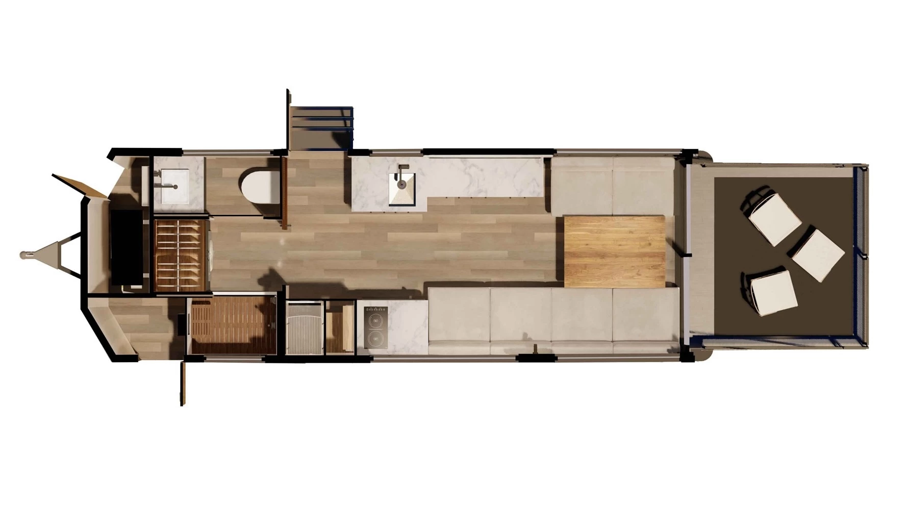 Living Vehicle Cybertrailer dining floor plan