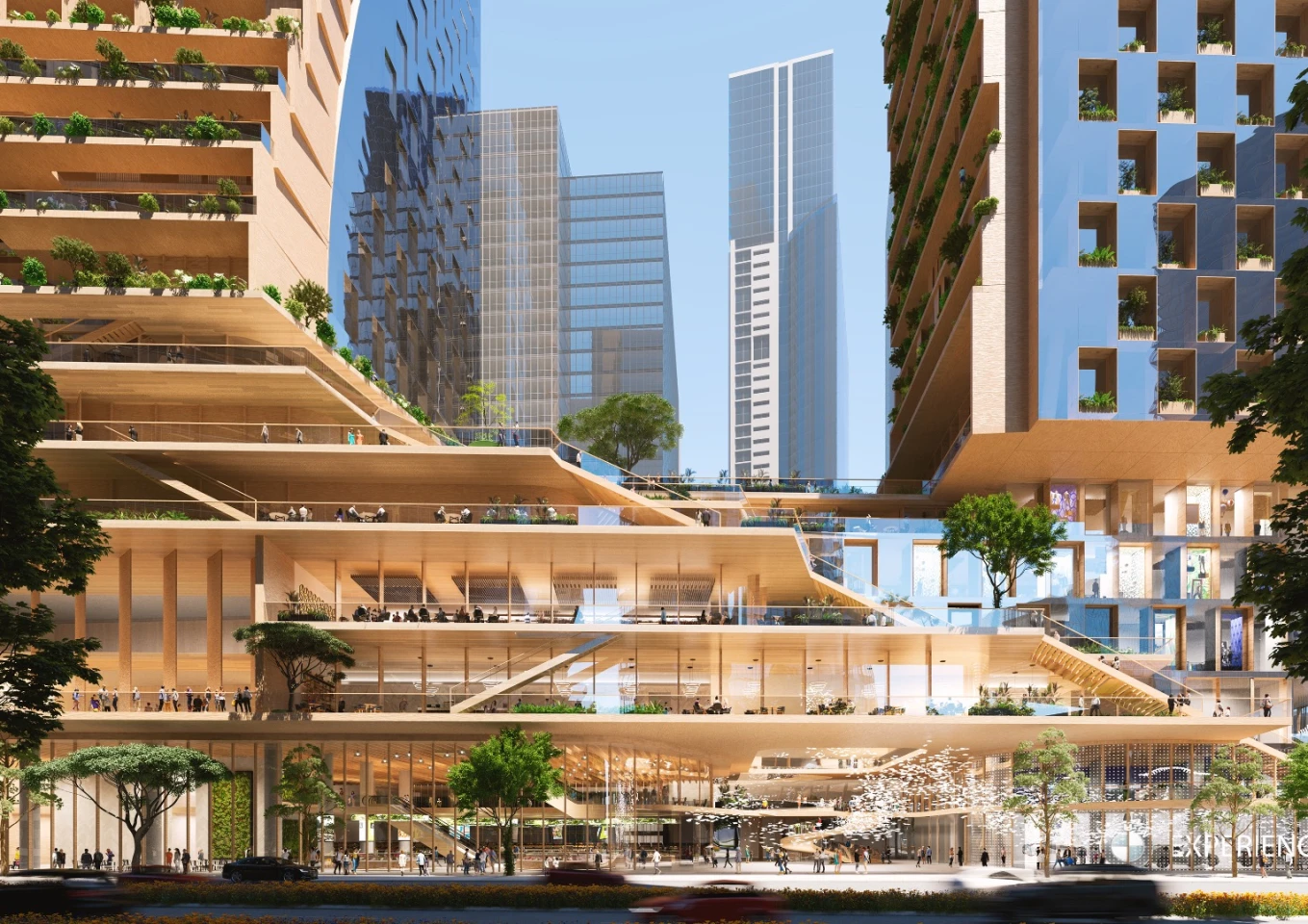 Southbank by Beulah will include apartments, office space, public green spaces, a rooftop sky garden, town hall, wellness precinct, retail space, and more