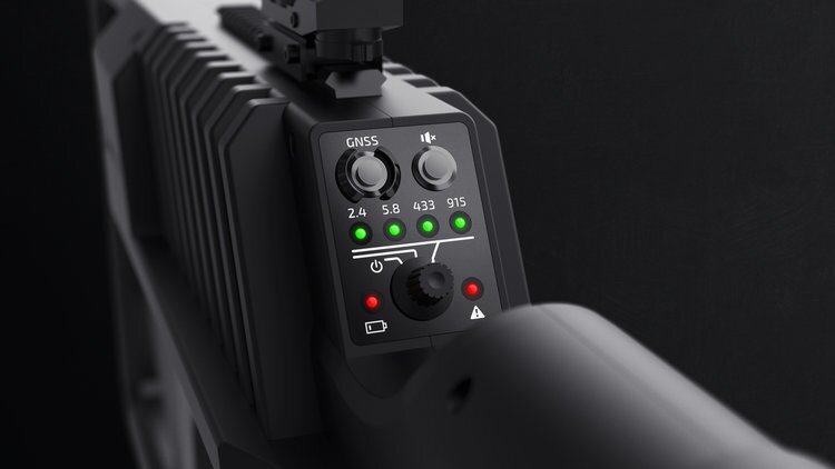 The DroneGun Tactical's control panel, which allows users to target different frequencies